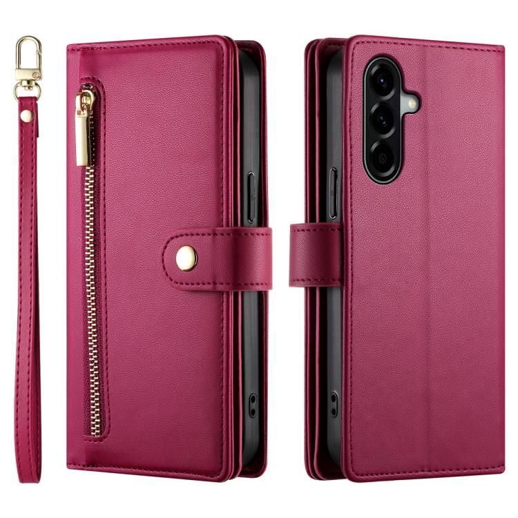 For Samsung Galaxy A57 5G Nine Card-slot Zipper Wallet Bag Leather Phone Case