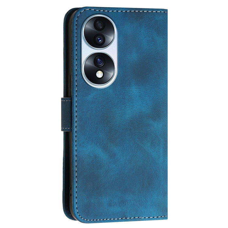 For Honor 70 Grid Butterfly Embossed Pattern Leather Phone Case with Lanyard