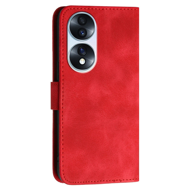 For Honor 70 Grid Butterfly Embossed Pattern Leather Phone Case with Lanyard