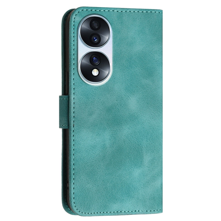 For Honor 70 Grid Butterfly Embossed Pattern Leather Phone Case with Lanyard