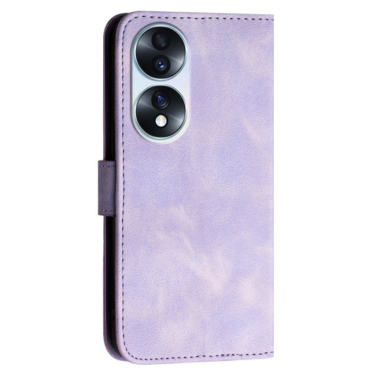 For Honor 70 Grid Butterfly Embossed Pattern Leather Phone Case with Lanyard