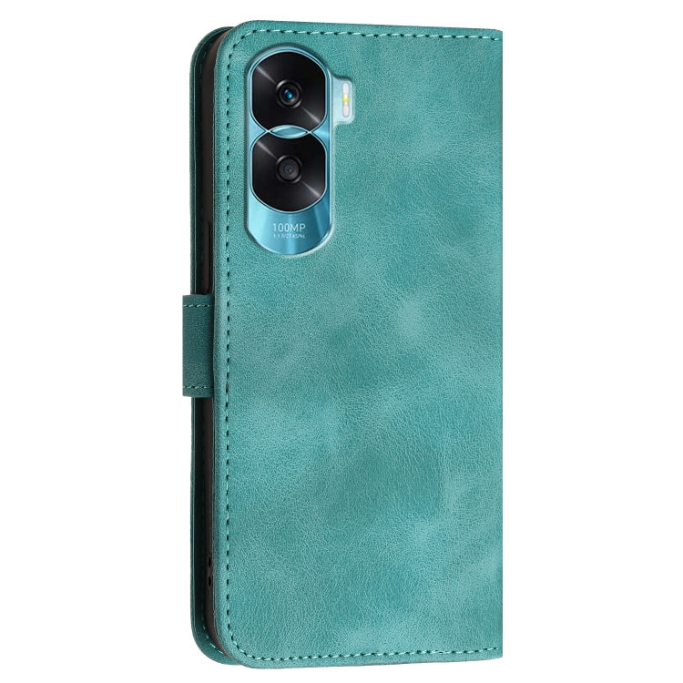 For Honor X50i 5G / 90 Lite Grid Butterfly Embossed Pattern Leather Phone Case with Lanyard