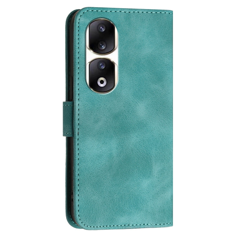For Honor 90 Pro Grid Butterfly Embossed Pattern Leather Phone Case with Lanyard
