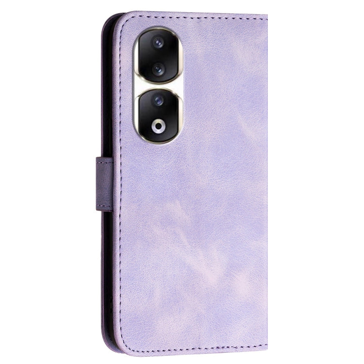 For Honor 90 Pro Grid Butterfly Embossed Pattern Leather Phone Case with Lanyard