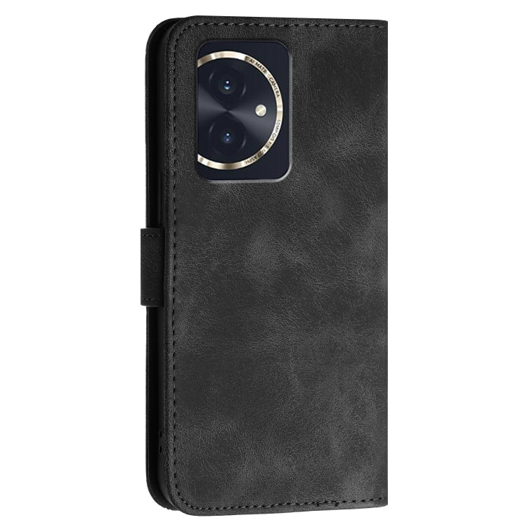 For Honor 100 Grid Butterfly Embossed Pattern Leather Phone Case with Lanyard