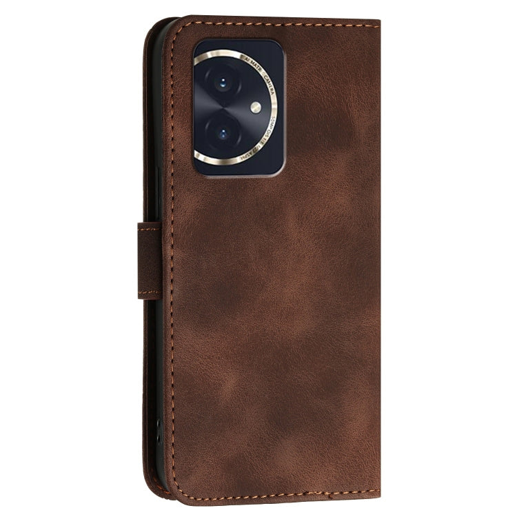 For Honor 100 Grid Butterfly Embossed Pattern Leather Phone Case with Lanyard