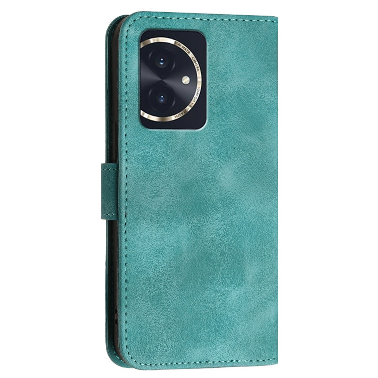 For Honor 100 Grid Butterfly Embossed Pattern Leather Phone Case with Lanyard