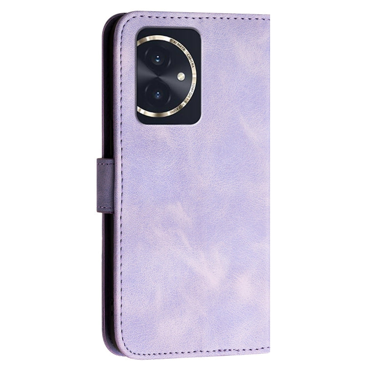 For Honor 100 Grid Butterfly Embossed Pattern Leather Phone Case with Lanyard