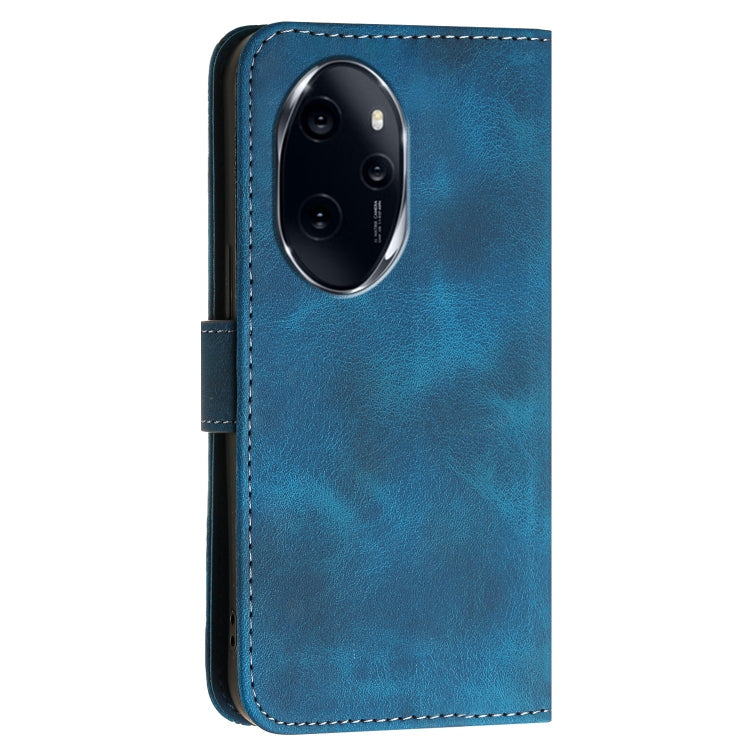 For Honor 100 Pro Grid Butterfly Embossed Pattern Leather Phone Case with Lanyard