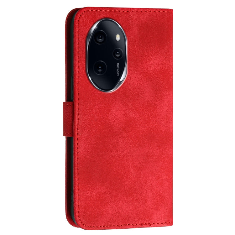 For Honor 100 Pro Grid Butterfly Embossed Pattern Leather Phone Case with Lanyard