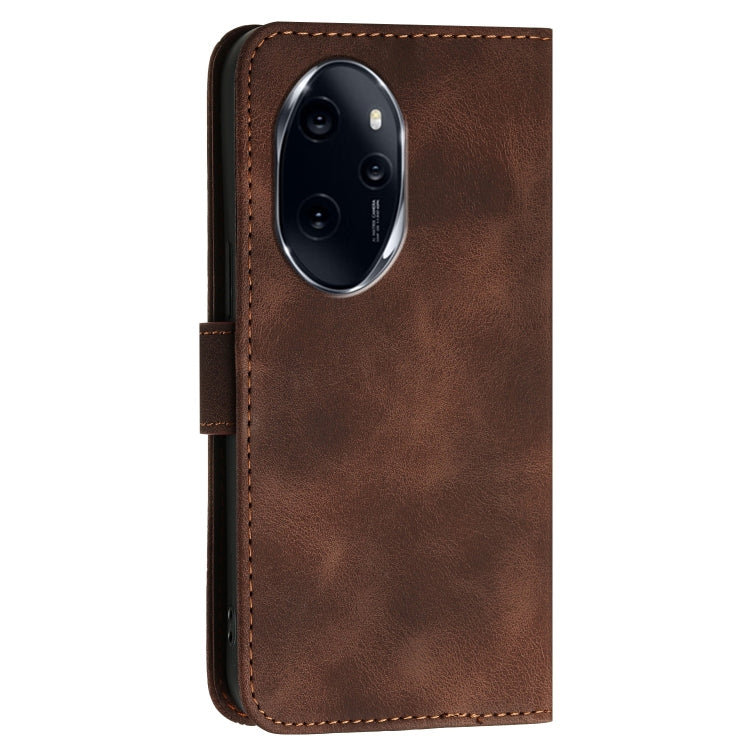 For Honor 100 Pro Grid Butterfly Embossed Pattern Leather Phone Case with Lanyard