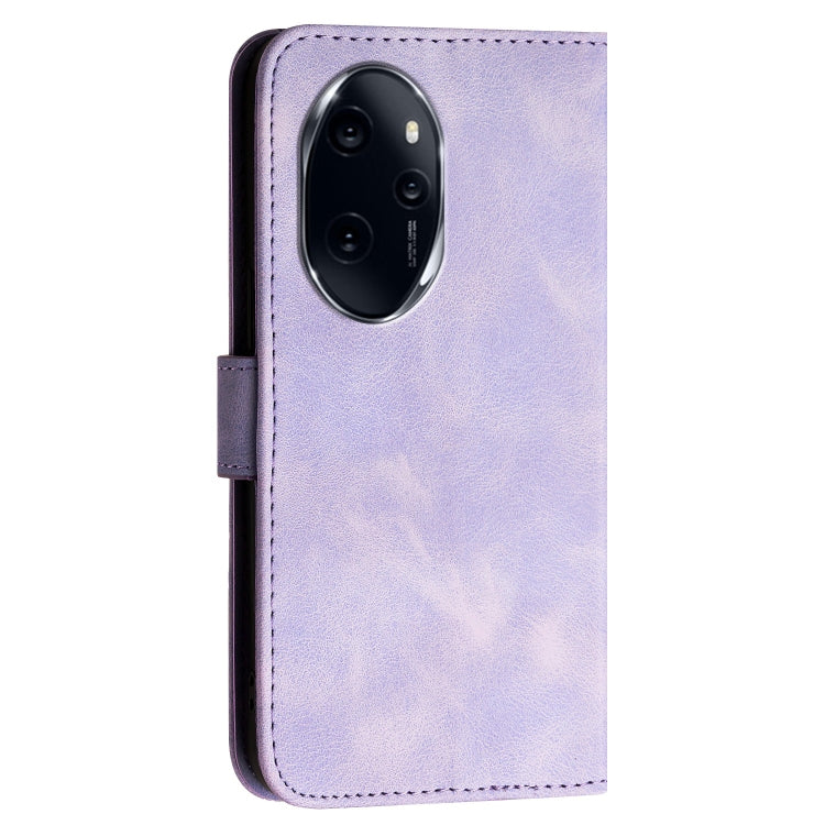 For Honor 100 Pro Grid Butterfly Embossed Pattern Leather Phone Case with Lanyard