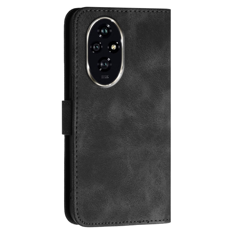 For Honor 200 Global Grid Butterfly Embossed Pattern Leather Phone Case with Lanyard