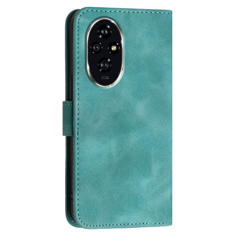 For Honor 200 Global Grid Butterfly Embossed Pattern Leather Phone Case with Lanyard