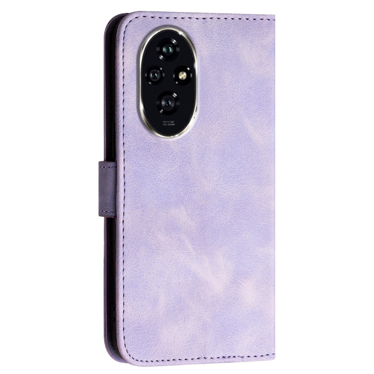 For Honor 200 Pro 5G Global Grid Butterfly Embossed Pattern Leather Phone Case with Lanyard