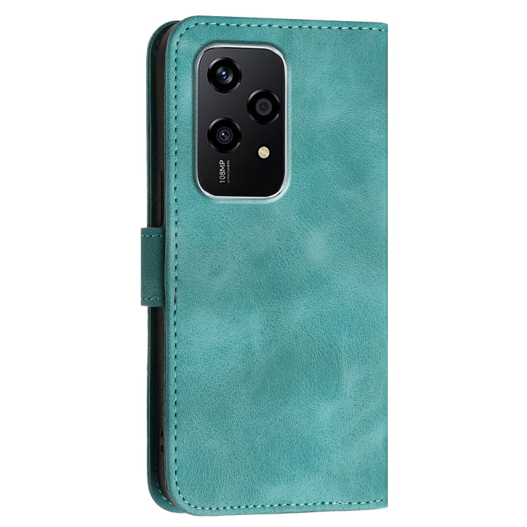For Honor 200 Lite Global Grid Butterfly Embossed Pattern Leather Phone Case with Lanyard