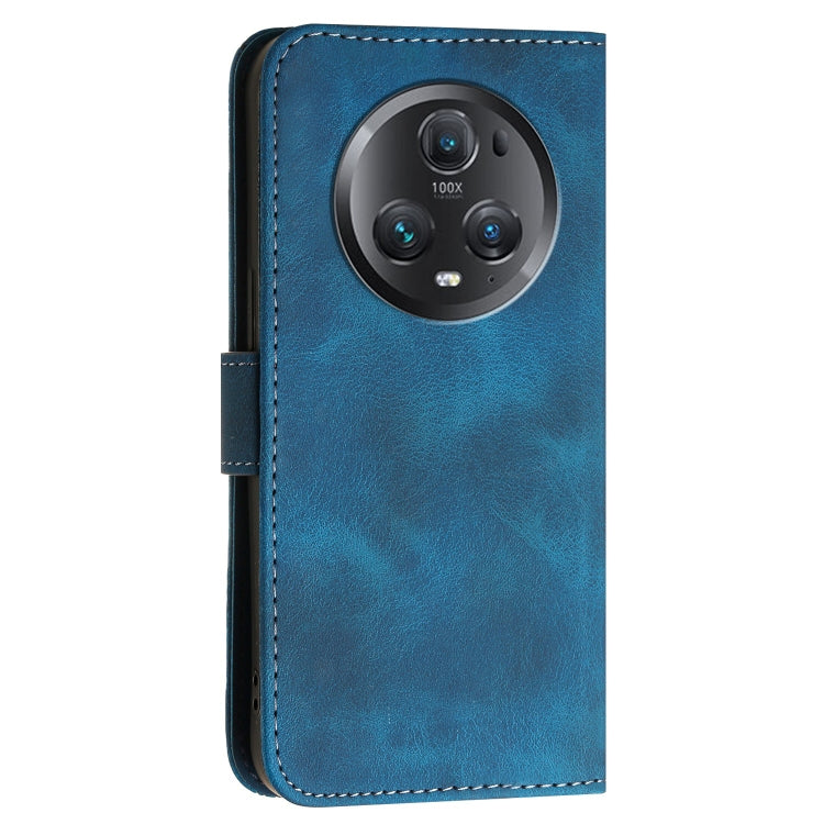 For Honor Magic5 Pro Grid Butterfly Embossed Pattern Leather Phone Case with Lanyard