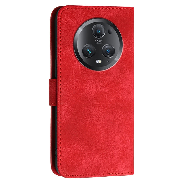 For Honor Magic5 Pro Grid Butterfly Embossed Pattern Leather Phone Case with Lanyard