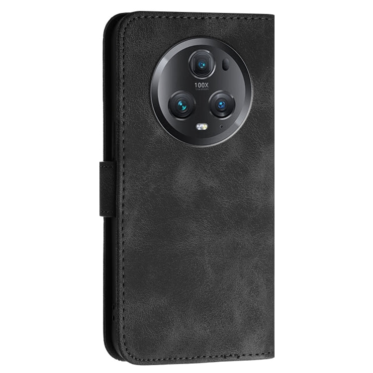 For Honor Magic5 Pro Grid Butterfly Embossed Pattern Leather Phone Case with Lanyard