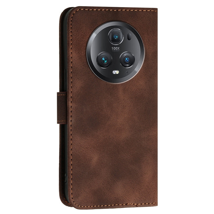 For Honor Magic5 Pro Grid Butterfly Embossed Pattern Leather Phone Case with Lanyard