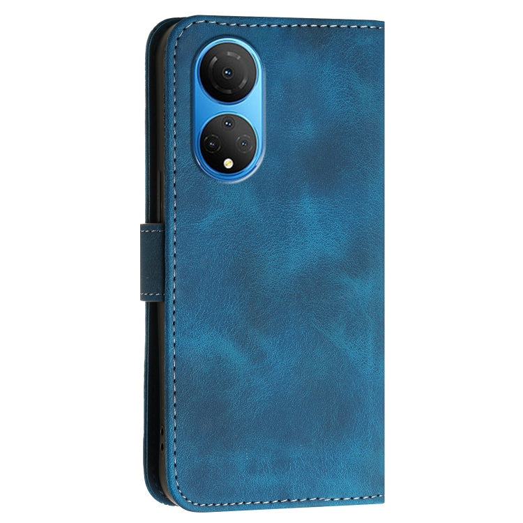 For Honor X7 4G / Play 30 Plus Grid Butterfly Embossed Pattern Leather Phone Case with Lanyard