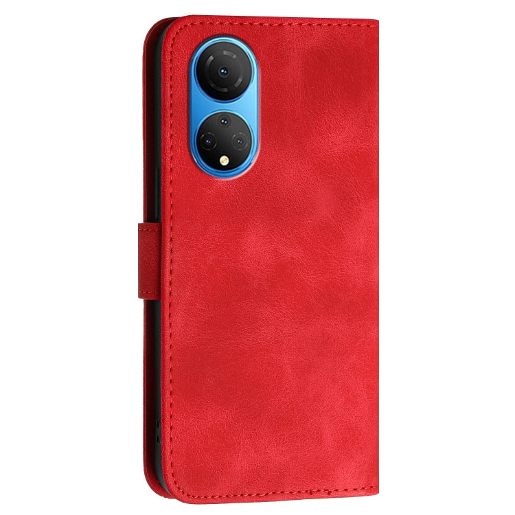 For Honor X7 4G / Play 30 Plus Grid Butterfly Embossed Pattern Leather Phone Case with Lanyard