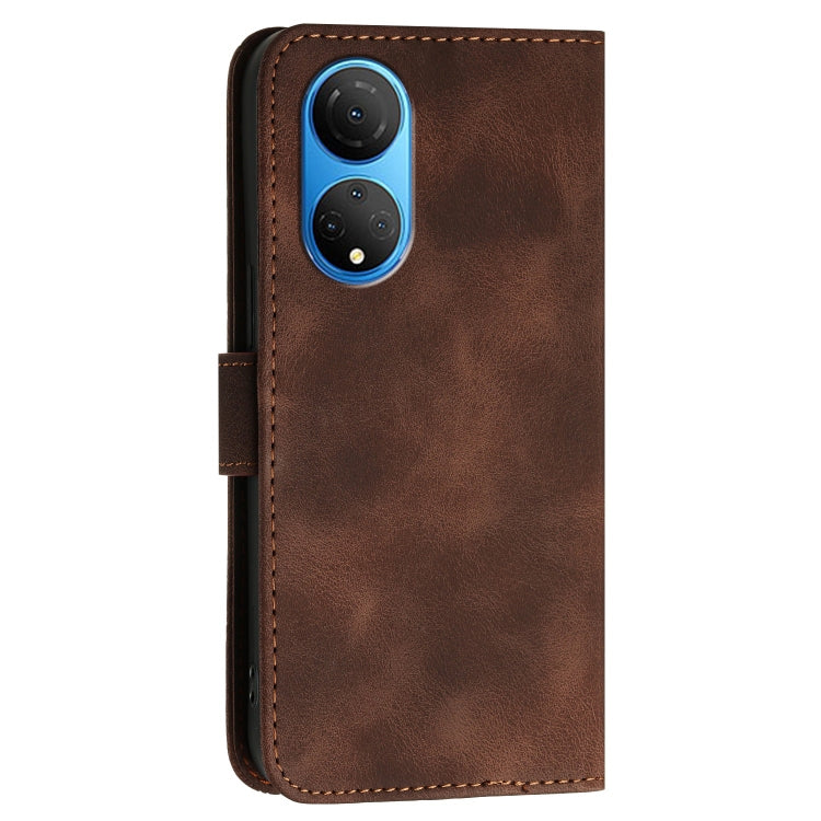 For Honor X7 4G / Play 30 Plus Grid Butterfly Embossed Pattern Leather Phone Case with Lanyard