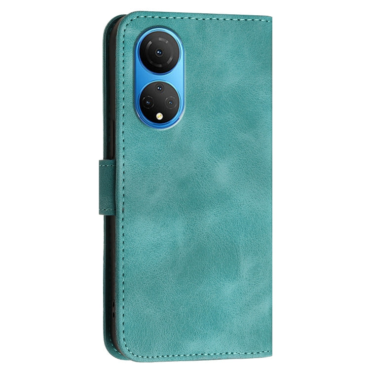 For Honor X7 4G / Play 30 Plus Grid Butterfly Embossed Pattern Leather Phone Case with Lanyard