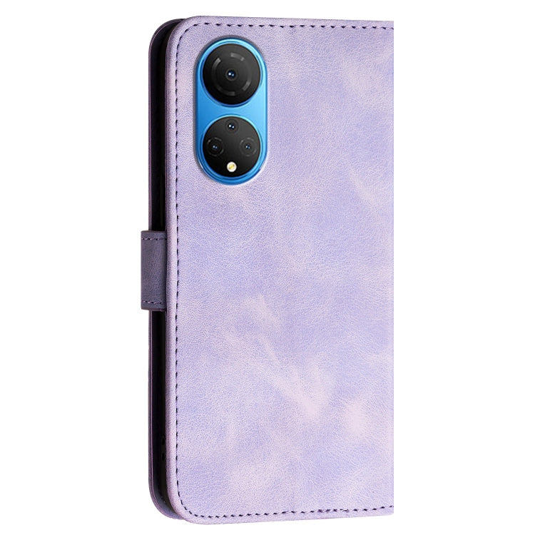 For Honor X7 4G / Play 30 Plus Grid Butterfly Embossed Pattern Leather Phone Case with Lanyard