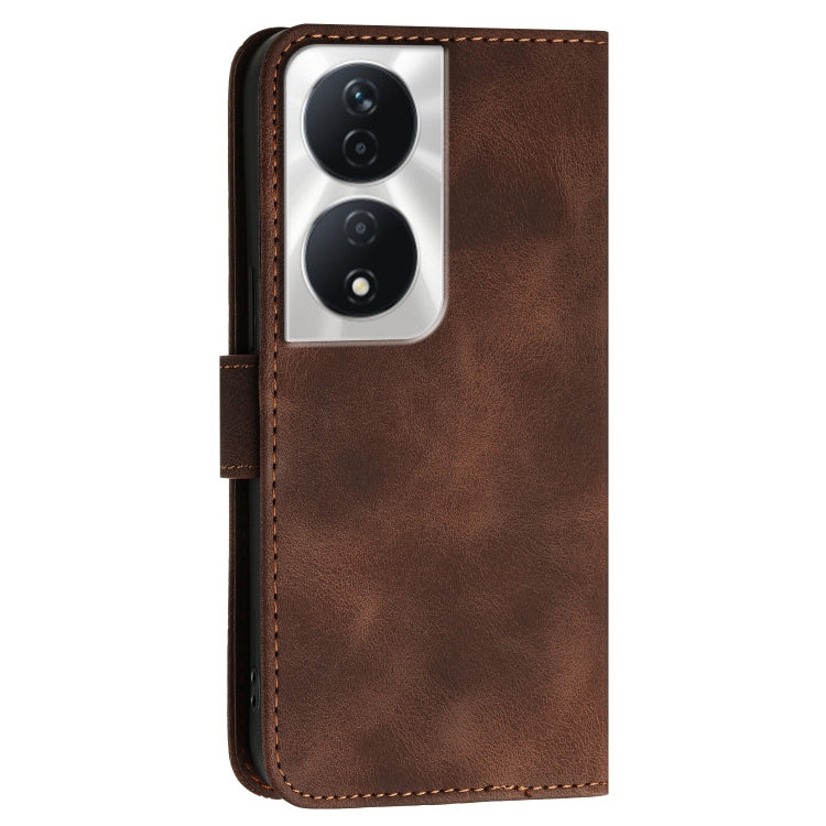 For Honor X7b 5G Grid Butterfly Embossed Pattern Leather Phone Case with Lanyard