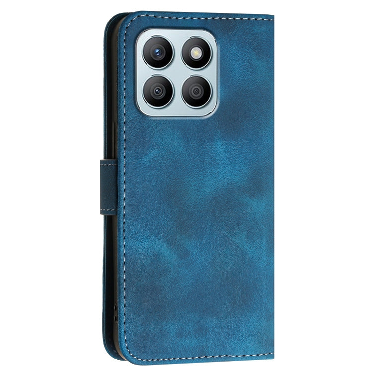 For Honor X8b Grid Butterfly Embossed Pattern Leather Phone Case with Lanyard