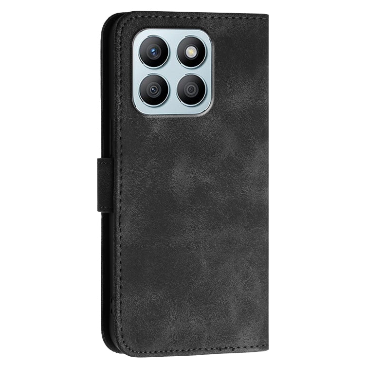 For Honor X8b Grid Butterfly Embossed Pattern Leather Phone Case with Lanyard