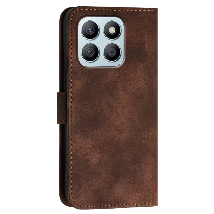 For Honor X8b Grid Butterfly Embossed Pattern Leather Phone Case with Lanyard