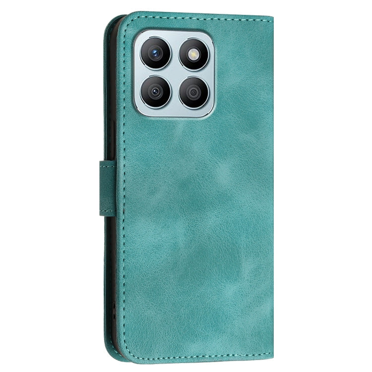 For Honor X8b Grid Butterfly Embossed Pattern Leather Phone Case with Lanyard
