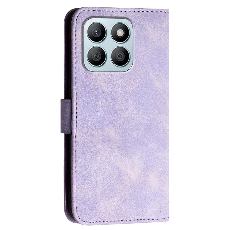 For Honor X8b Grid Butterfly Embossed Pattern Leather Phone Case with Lanyard