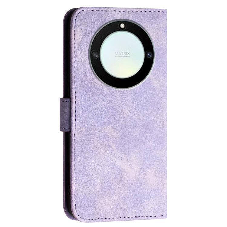 For Honor X40 5G / X9a 5G Grid Butterfly Embossed Pattern Leather Phone Case with Lanyard