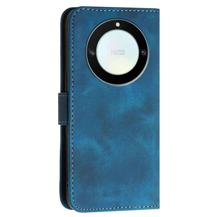 For Honor Magic5 Lite Grid Butterfly Embossed Pattern Leather Phone Case with Lanyard