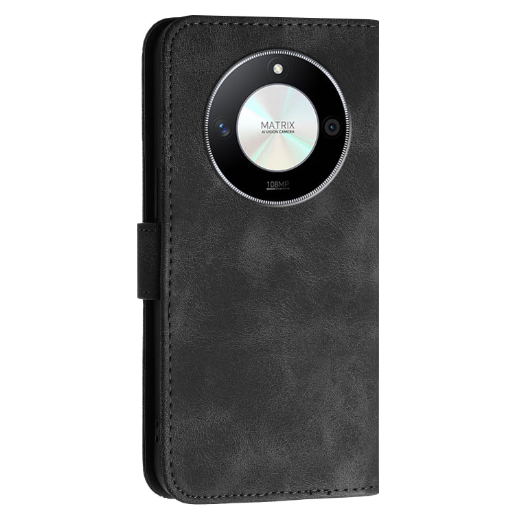 For Honor X50 Grid Butterfly Embossed Pattern Leather Phone Case with Lanyard