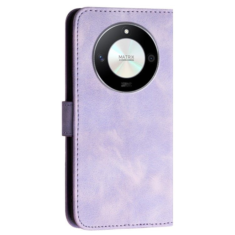For Honor X50 Grid Butterfly Embossed Pattern Leather Phone Case with Lanyard