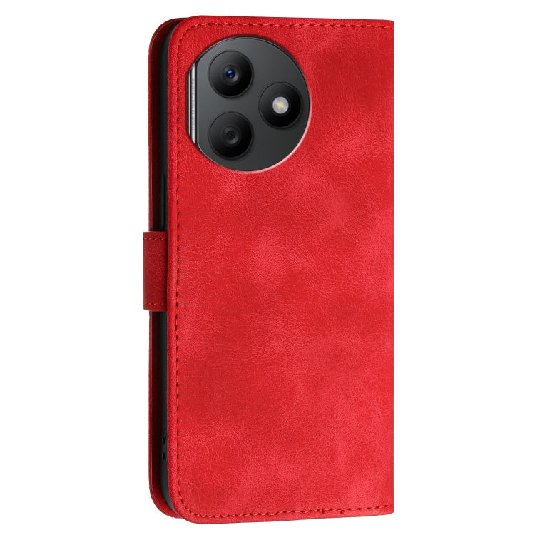 For Honor X50i+ Grid Butterfly Embossed Pattern Leather Phone Case with Lanyard