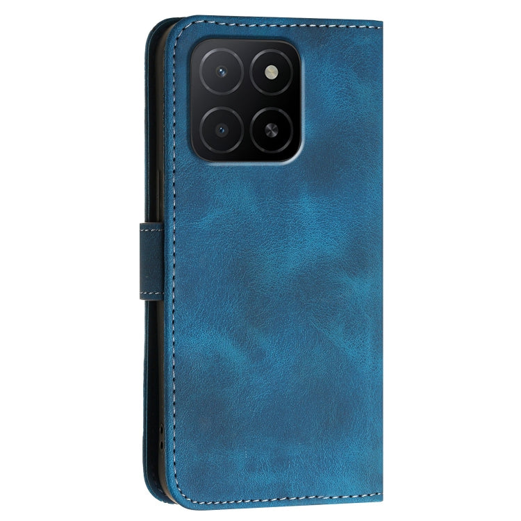 For Honor X6c 4G / X5b / X5b Plus Grid Butterfly Embossed Pattern Leather Phone Case with Lanyard