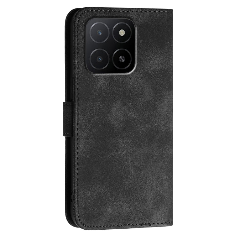 For Honor X6c 4G / X5b / X5b Plus Grid Butterfly Embossed Pattern Leather Phone Case with Lanyard