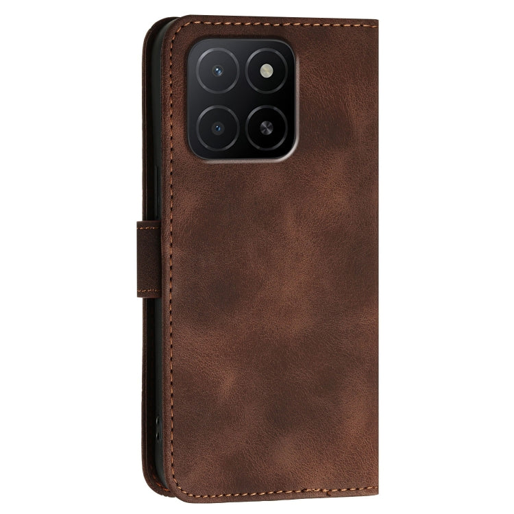 For Honor X6c 4G / X5b / X5b Plus Grid Butterfly Embossed Pattern Leather Phone Case with Lanyard