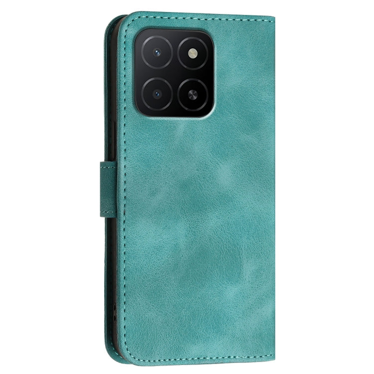 For Honor X6c 4G / X5b / X5b Plus Grid Butterfly Embossed Pattern Leather Phone Case with Lanyard