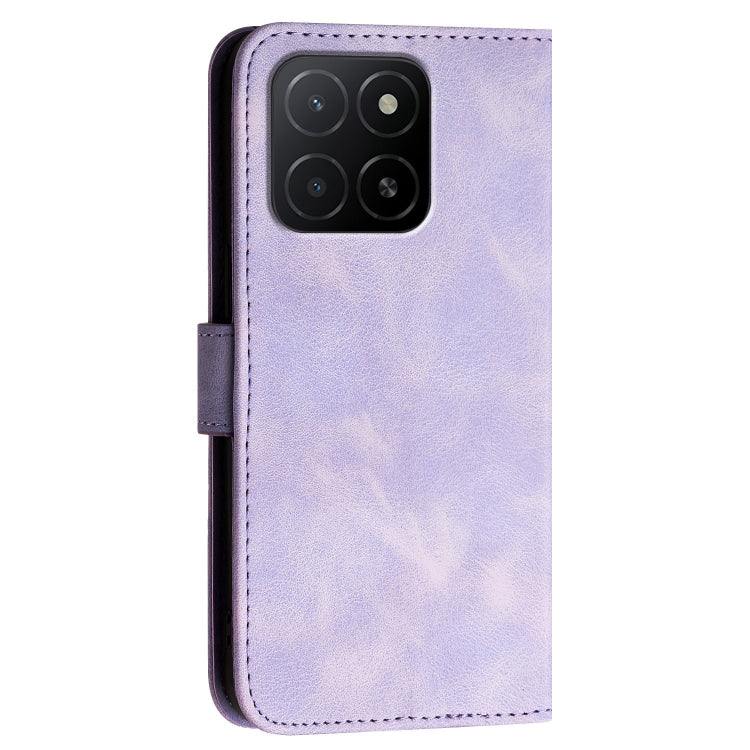 For Honor X6c 4G / X5b / X5b Plus Grid Butterfly Embossed Pattern Leather Phone Case with Lanyard