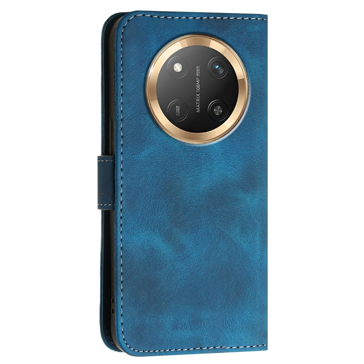 For Honor X9c Global Grid Butterfly Embossed Pattern Leather Phone Case with Lanyard