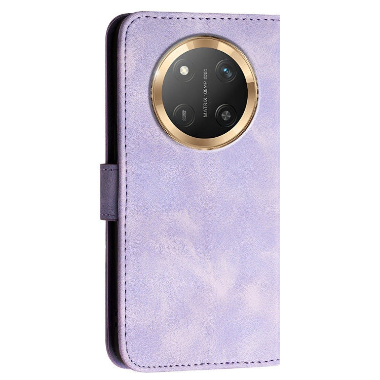 For Honor X9c Global Grid Butterfly Embossed Pattern Leather Phone Case with Lanyard