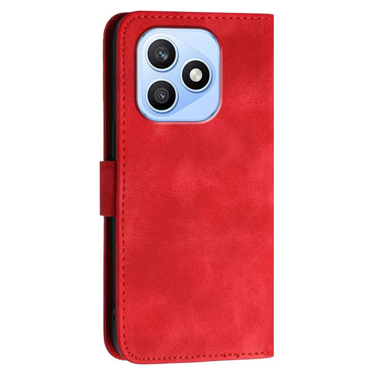 For Honor X8d 4G Grid Butterfly Embossed Pattern Leather Phone Case with Lanyard