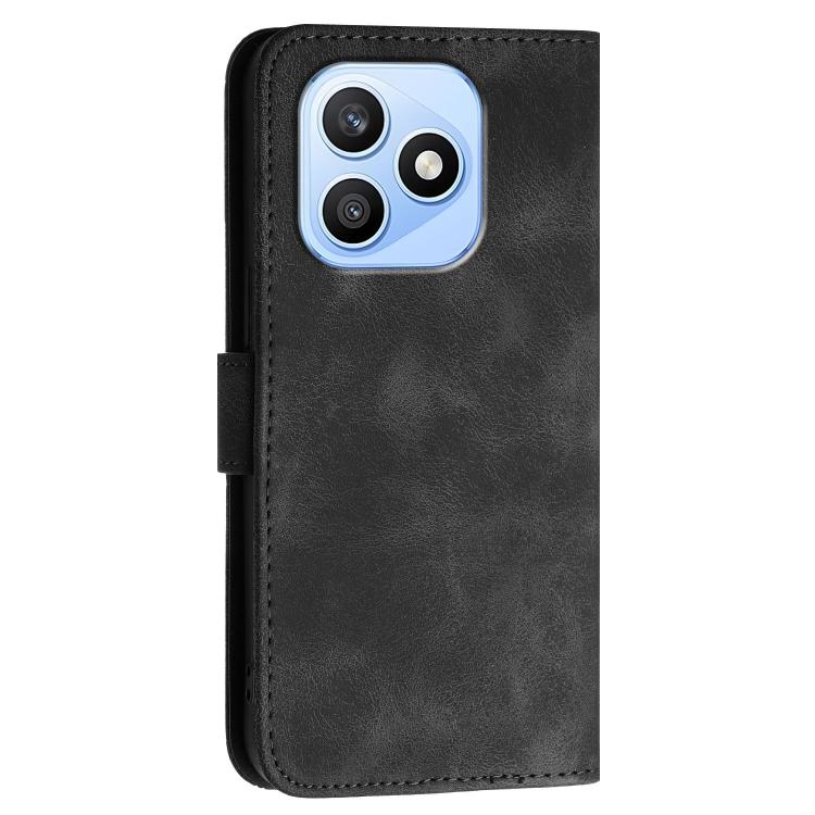 For Honor X8d 4G Grid Butterfly Embossed Pattern Leather Phone Case with Lanyard