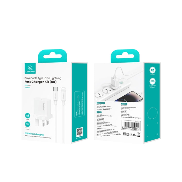 USAMS CC227 20W Fast Charging Charger Set, USB-C / Type-C to 8 Pin - UK Plug